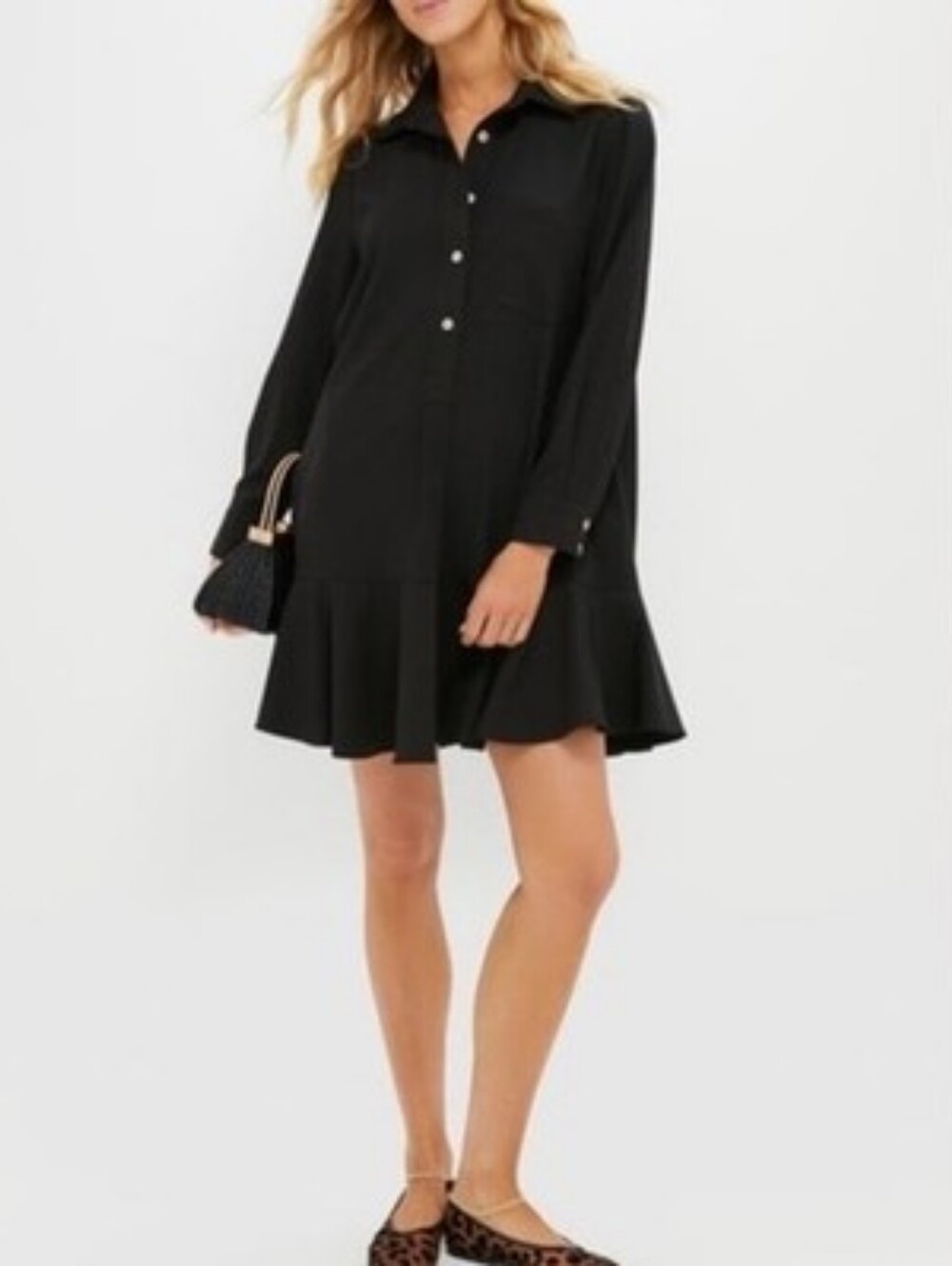 Tuckernuck Black Crepe Callahan Shirt Dress Size: S
